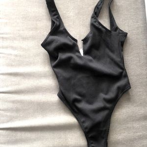 Missguided Ribbed High Leg Swimsuit (New, Tags On)
